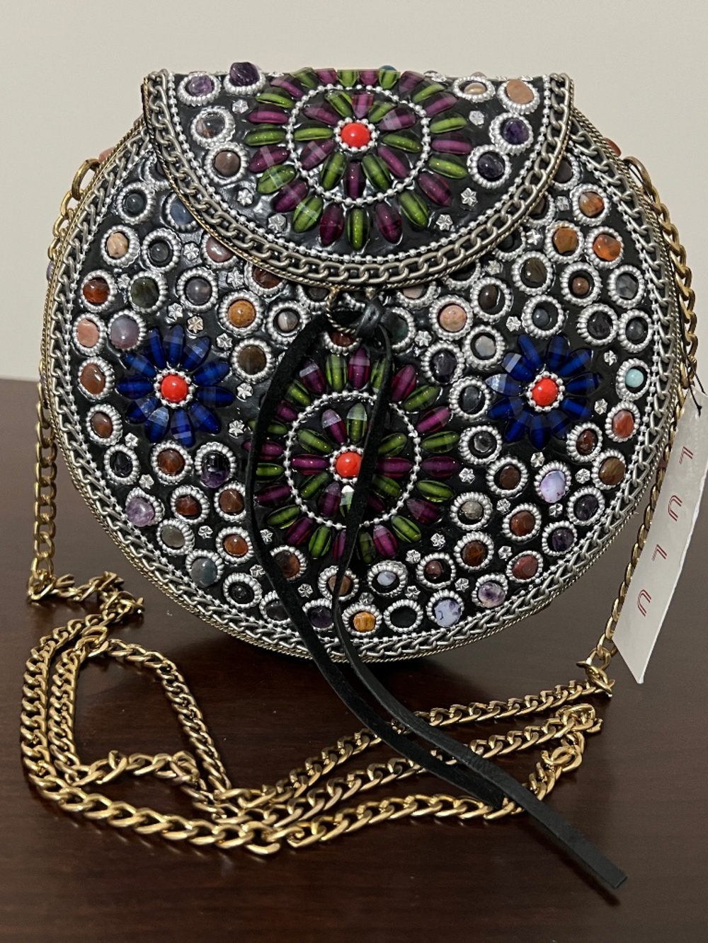 Lulu Piper Round Crystal Crossbody Bag